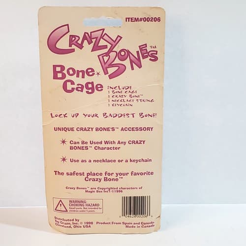 Vintage 1998 Toy Craze Inc Crazy Bones Bone Cage Green Keychain in Package - Thumbnail 4