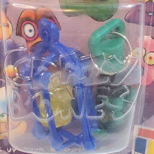 Vintage 1998 Toy Craze Inc Crazy Bones Bone Cage Green Keychain in Package - Thumbnail 2