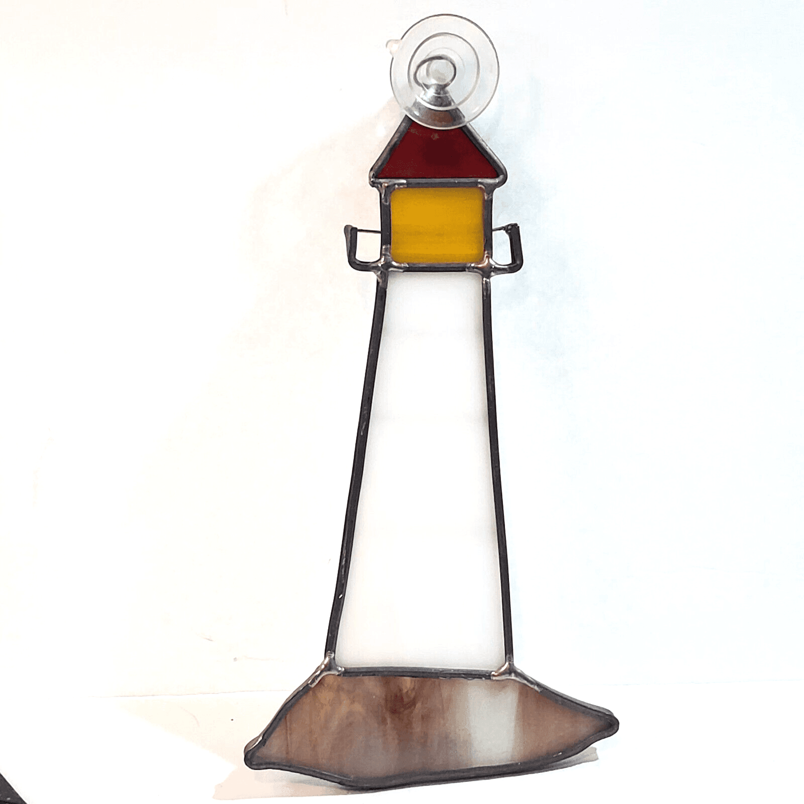 Vintage Thick Stained Glass Sun Catcher Lighthouse Hanging Beach Ocean Decor - Thumbnail 4