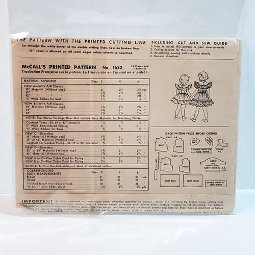 Vintage McCall's 1951 Children's Sewing Pattern 1622 Dress with Transfer Size 2 - Thumbnail 6
