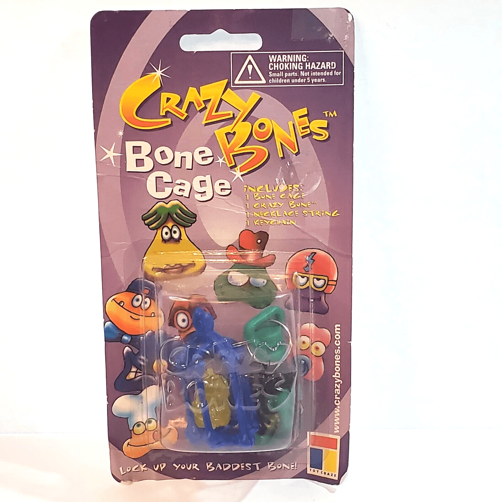 Vintage 1998 Toy Craze Inc Crazy Bones Bone Cage Green Keychain in Package