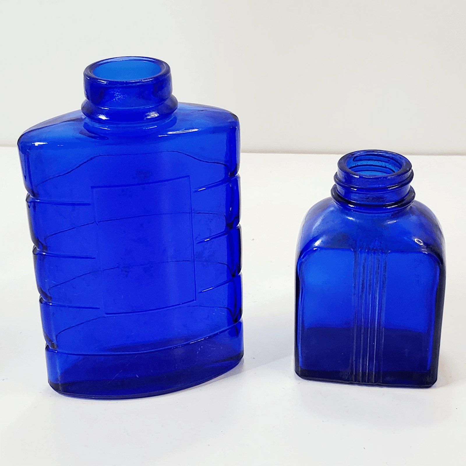 Vintage Bourjois Talcum Powder & Small Cobalt Blue Glass Bottles NO TOPS