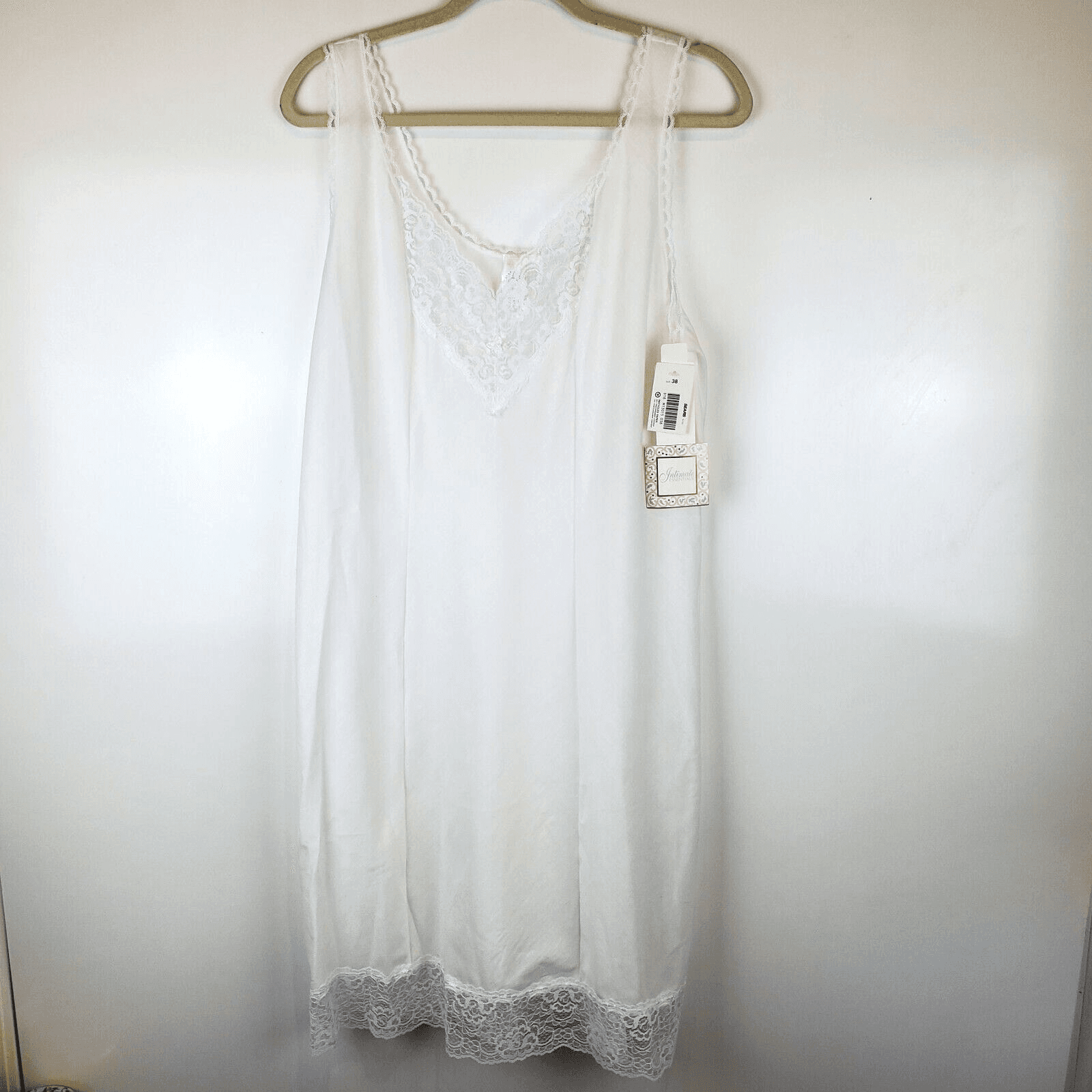Vintage Intimate Essentials Sears Woman’s White Full Slip Lace Trim Size 38 NWT - Thumbnail 4
