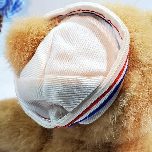 Anne Geddes Baby Bear In Basket 2002 Red White Blue Striped Sailor Hat - Thumbnail 8