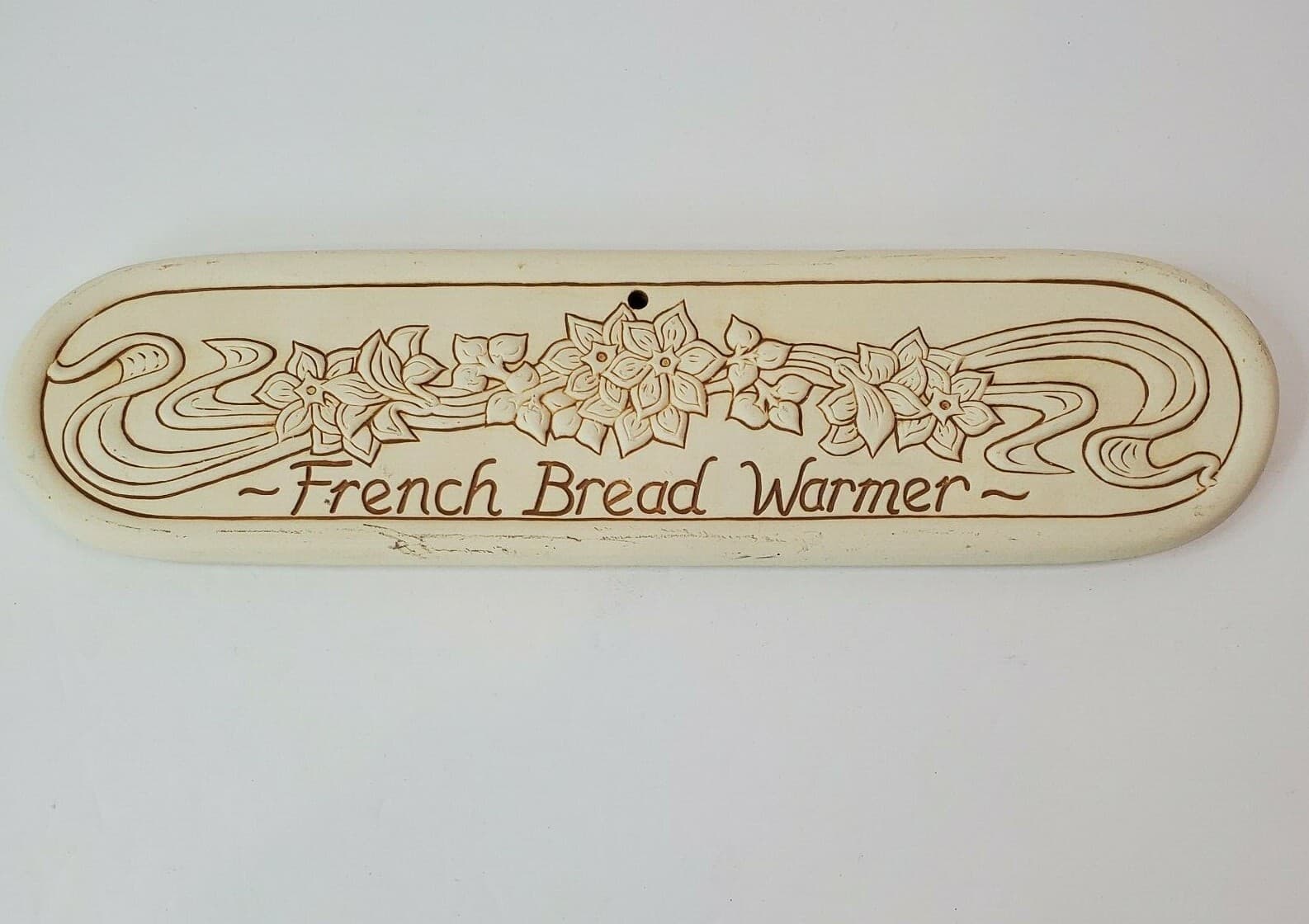 Vintage French Bread Warmer Ceramic Floral Signed Lyn Ulick 1991 Made in USA