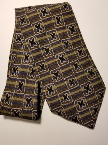 Mondo Di Marco made in Italy 100% silk brown black geometric tie