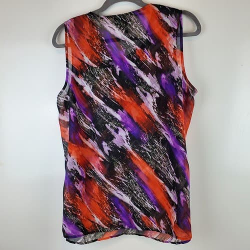 LANE BRYANT size 16 Multicolor sleeveless semi-sheer Ruffle Detail Blouse Top - Thumbnail 5