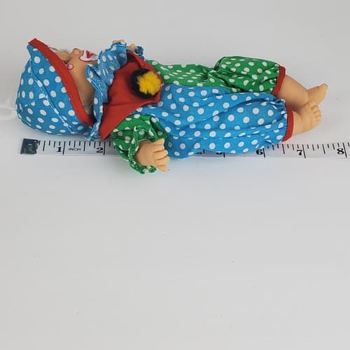Vtg Palm Dolls 7” Beanie Clowns Series 2 Gigo Toys Happy Blue Green Polka Dots - Thumbnail 4