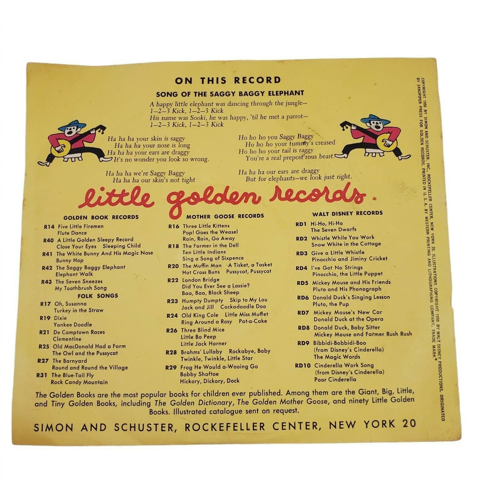 Vintage Golden Records The Saggy Baggy Elephant 45rpm Unbreakable Untested - Thumbnail 2