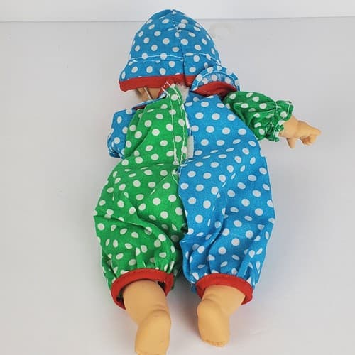 Vtg Palm Dolls 7” Beanie Clowns Series 2 Gigo Toys Happy Blue Green Polka Dots - Thumbnail 3
