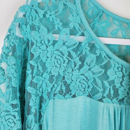 Ma Cherie Maternity Clothing Aqua Lace Flutter Short Sleeve Top Size L NWT - Thumbnail 2