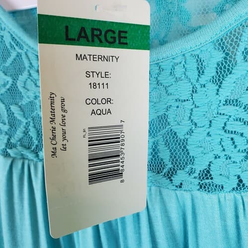 Ma Cherie Maternity Clothing Aqua Lace Flutter Short Sleeve Top Size L NWT - Thumbnail 4