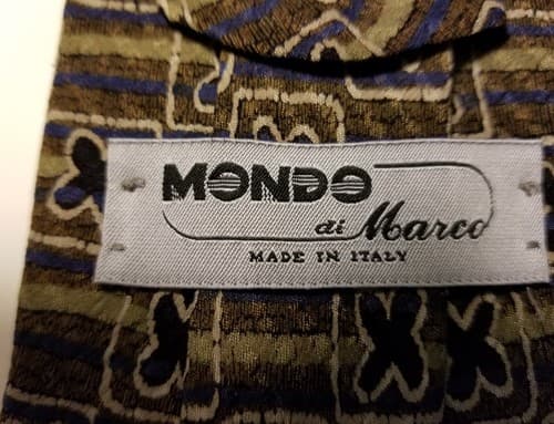 Mondo Di Marco made in Italy 100% silk brown black geometric tie - Thumbnail 2