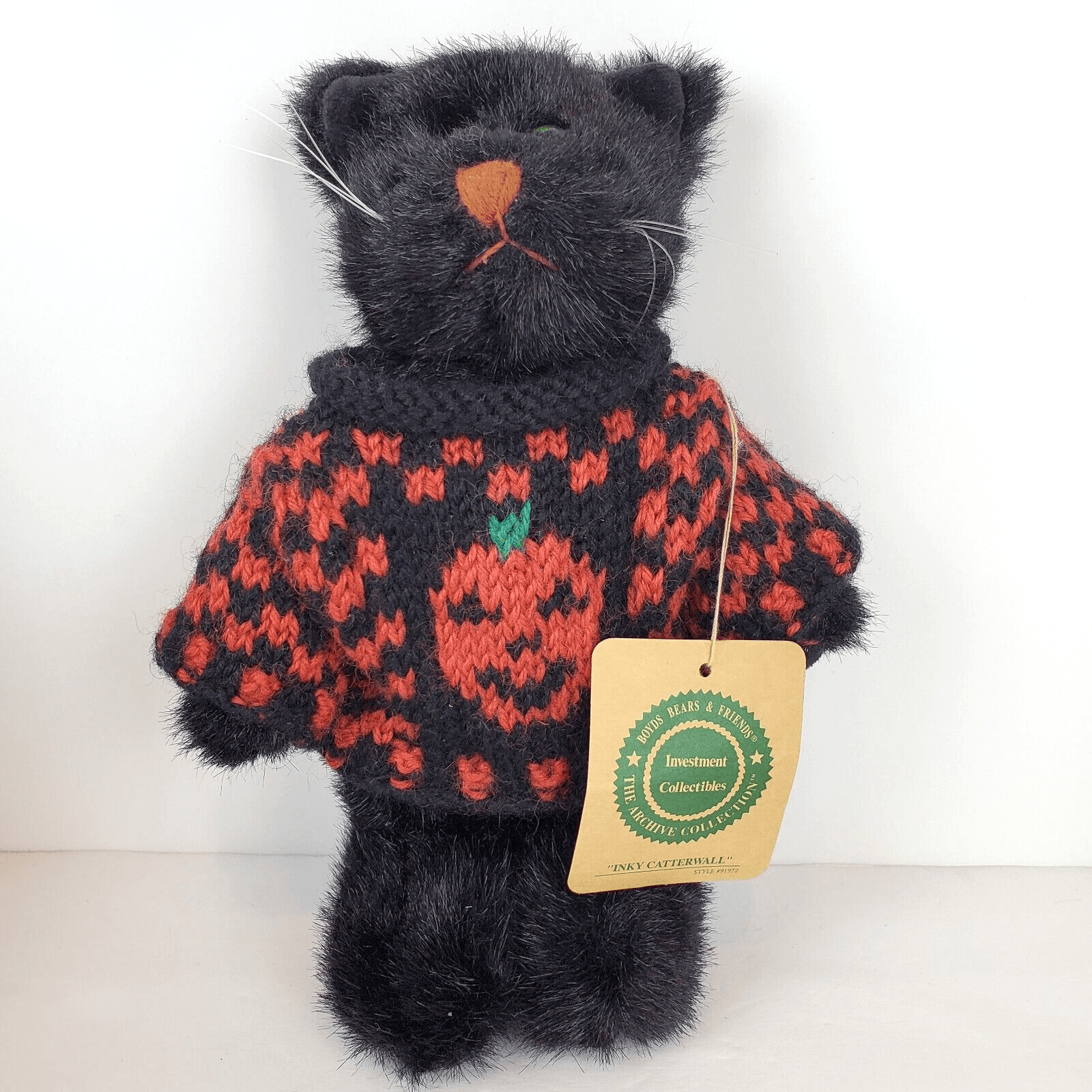 Boyds Bears & Friends Archive Collection Inky Catterwall Black Halloween 9" Cat
