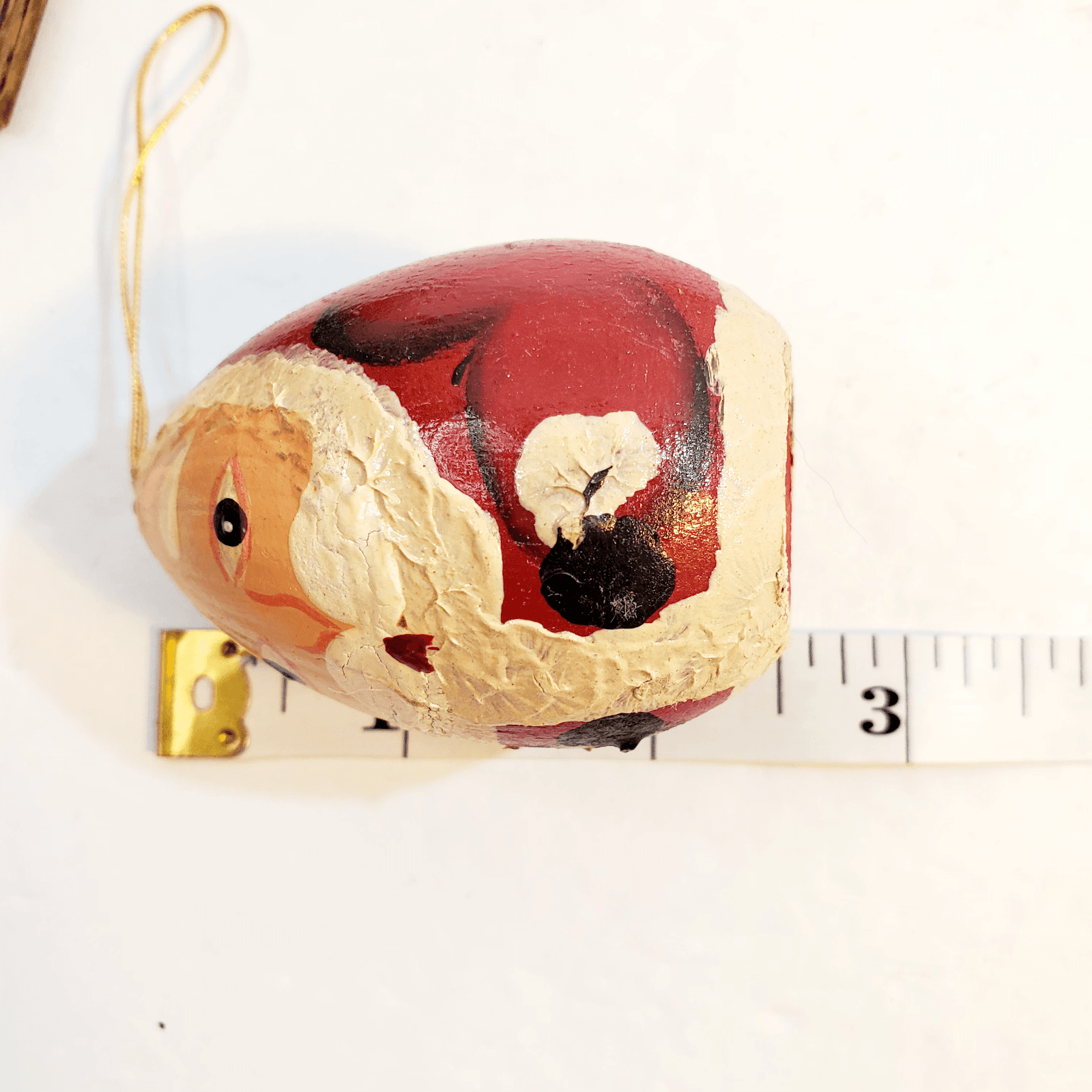 Lot of 7 Rustic Wooden Santa Christmas Ornaments Folk Art and Cinnamon Stick - Thumbnail 10