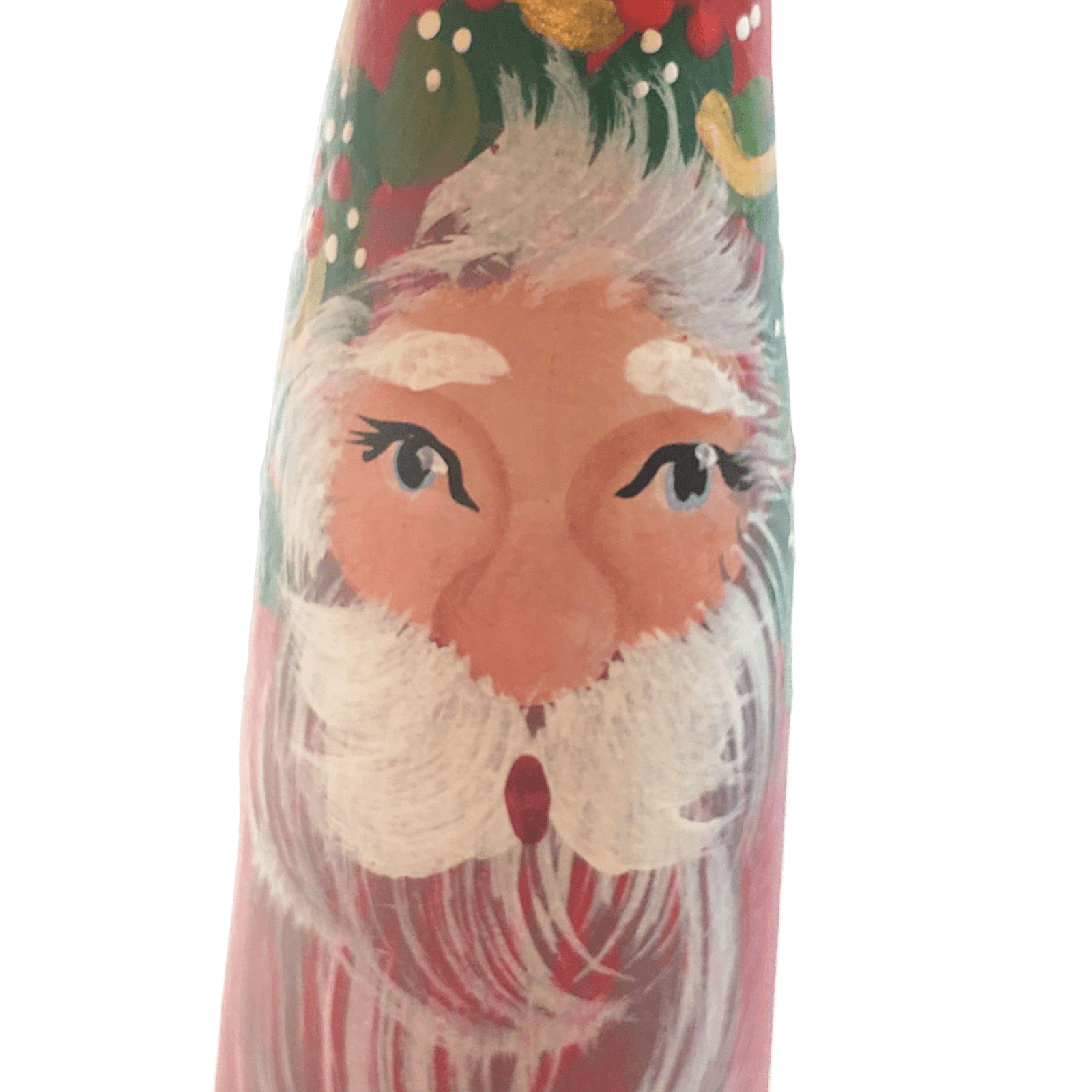 Vtg Hand Painted Santa Claus Gourd Christmas Ornament Folk Art Signed Taylor 6" - Thumbnail 2