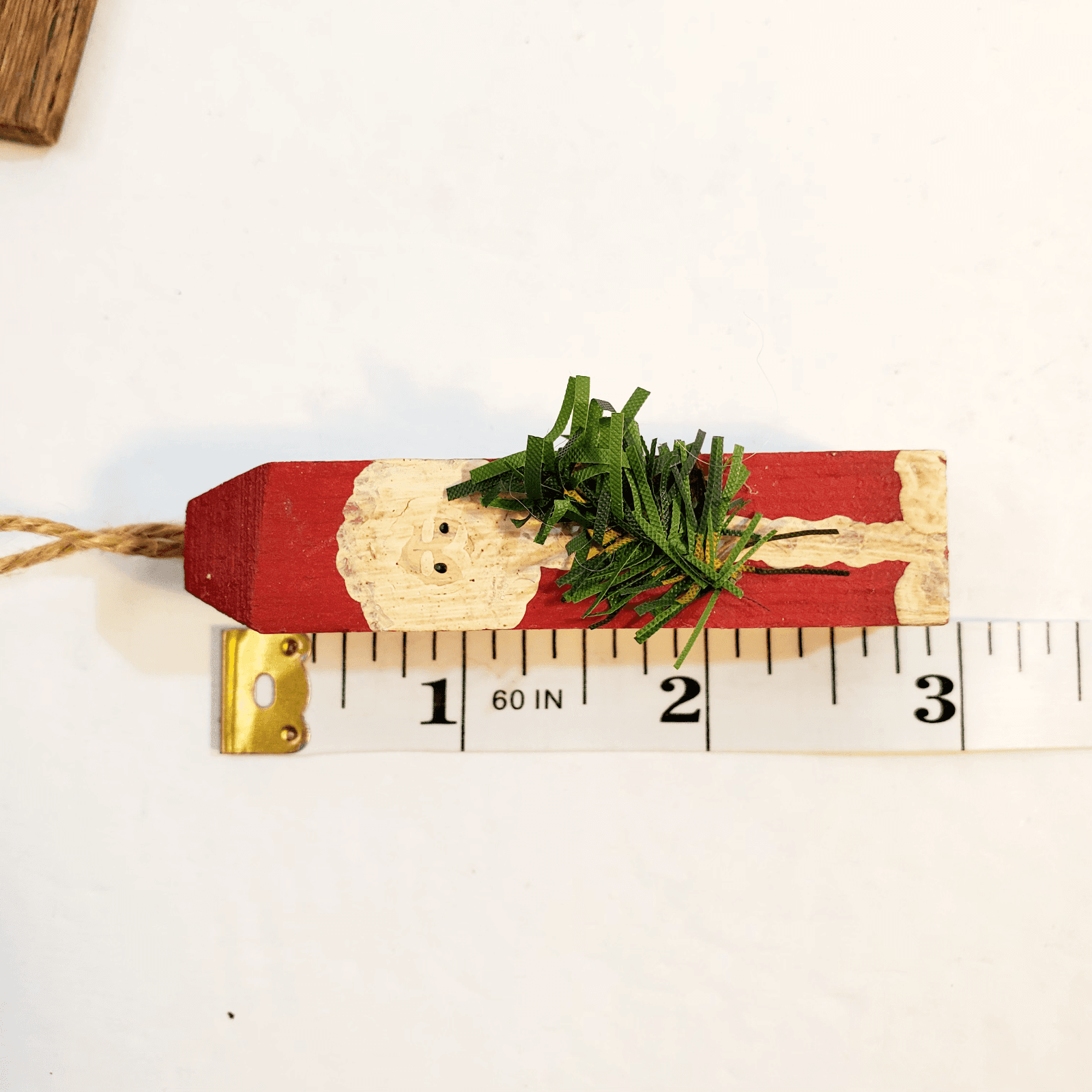 Lot of 7 Rustic Wooden Santa Christmas Ornaments Folk Art and Cinnamon Stick - Thumbnail 11