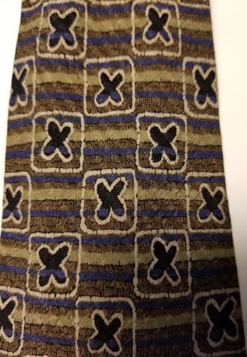 Mondo Di Marco made in Italy 100% silk brown black geometric tie - Thumbnail 5