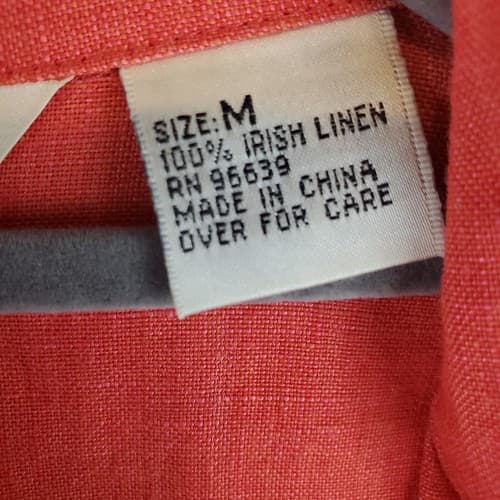 Richard Malcolm Women Irish Linen Blouse Button Long Sleeve Sz M Slit Pocket Top - Thumbnail 4