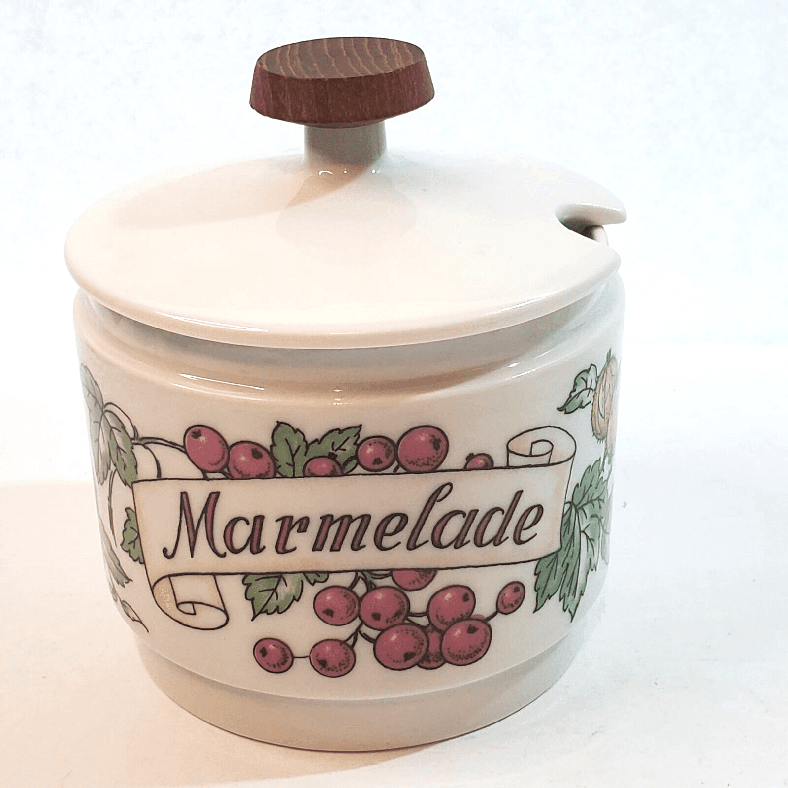 Vintage Alka-Bunst Alboth and Kaiser Bavaria Marmelade Jar with Wood Knob Lid