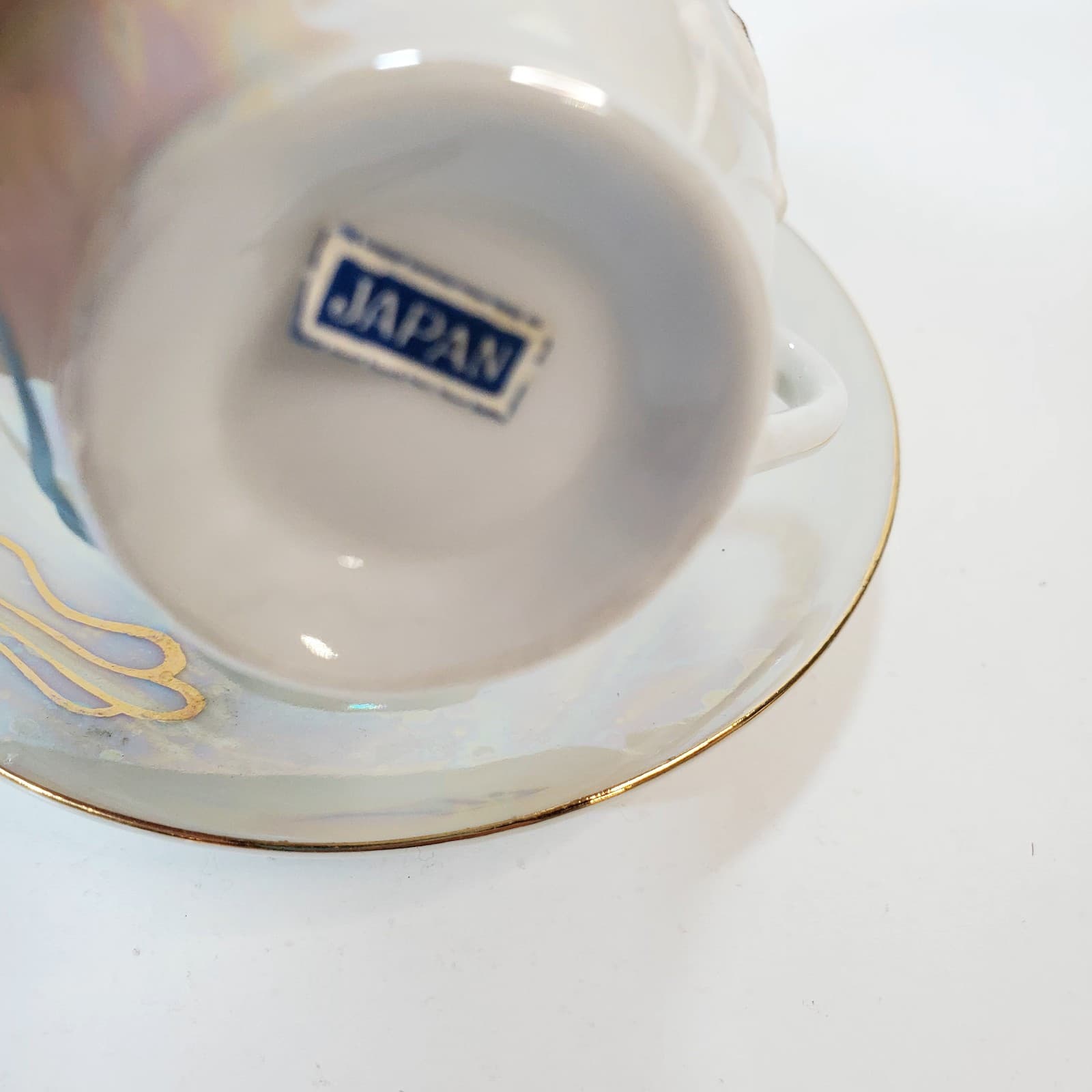 Vintage Japanese Porcelain Moriage Dragon Ware Lithophane Luster Tea Cup Japan - Thumbnail 4