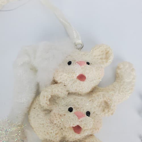 Kurt S Adler Polar Bear 6" Glittery Icicle Christmas Ornament Silver Snowflakes - Thumbnail 3