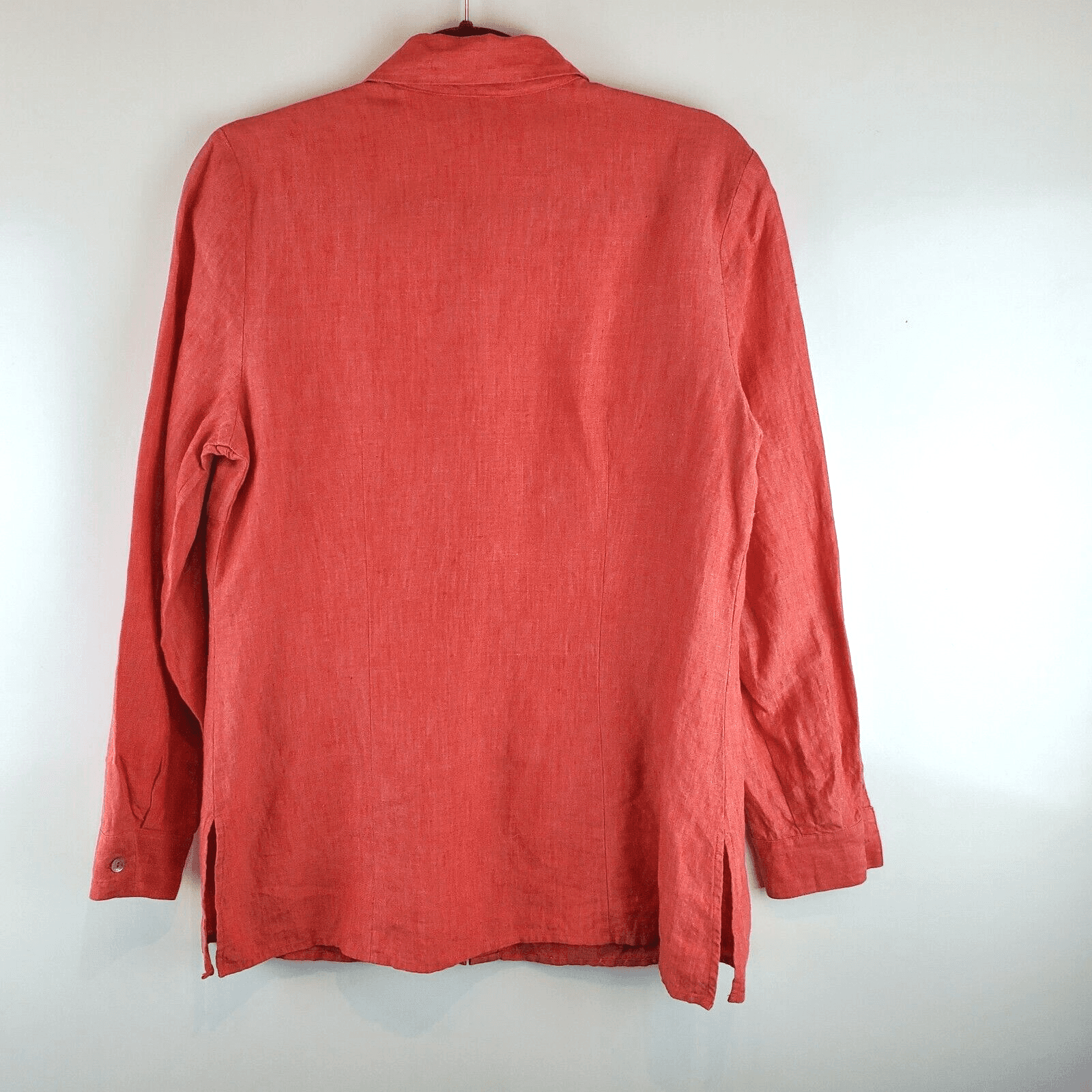 Richard Malcolm Women Irish Linen Blouse Button Long Sleeve Sz M Slit Pocket Top - Thumbnail 2