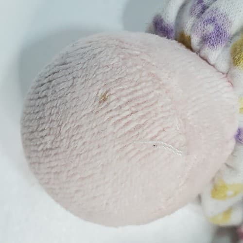 Vtg Carters Baby Girl Doll Flower Rattle Stuffed Plush Cloth Knot Hat Brown Hair - Thumbnail 8