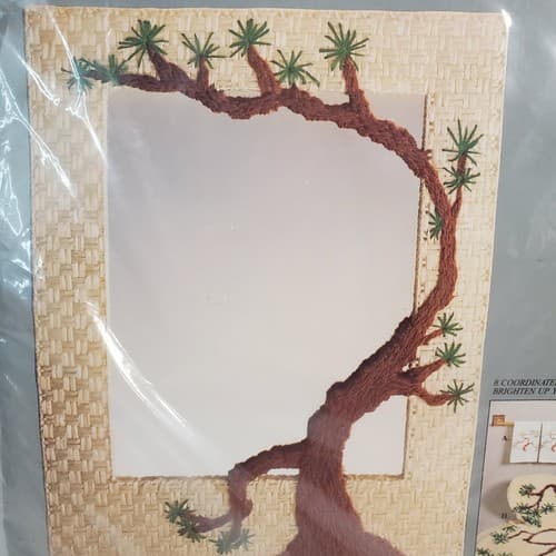 Vintage 1983 Columbia Minerva Plastic Canvas Oriental Wicker Mirror Cover Kit - Thumbnail 2