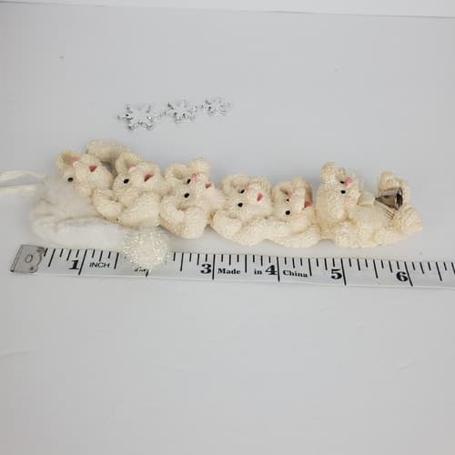 Kurt S Adler Polar Bear 6" Glittery Icicle Christmas Ornament Silver Snowflakes - Thumbnail 9