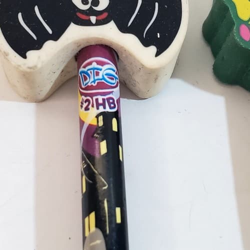 4 VIntage DIG #2 HB Unsharpened Halloween Pencils W/ Erasers Cat Bat Pumpkin - Thumbnail 2