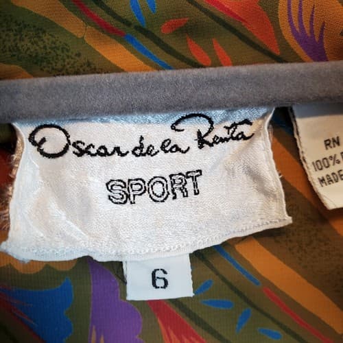 Vintage Oscar De La Renta Sport Art Deco Button Down Shirt Top Blouse Size 6 - Thumbnail 5