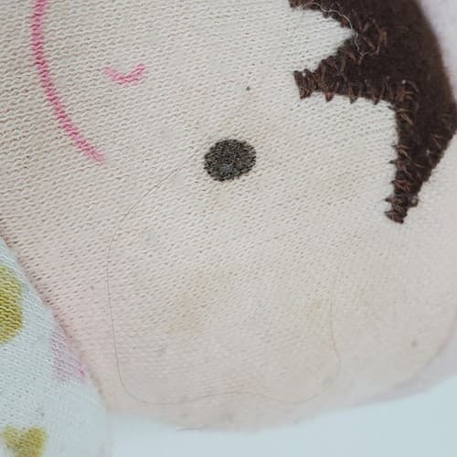 Vtg Carters Baby Girl Doll Flower Rattle Stuffed Plush Cloth Knot Hat Brown Hair - Thumbnail 3