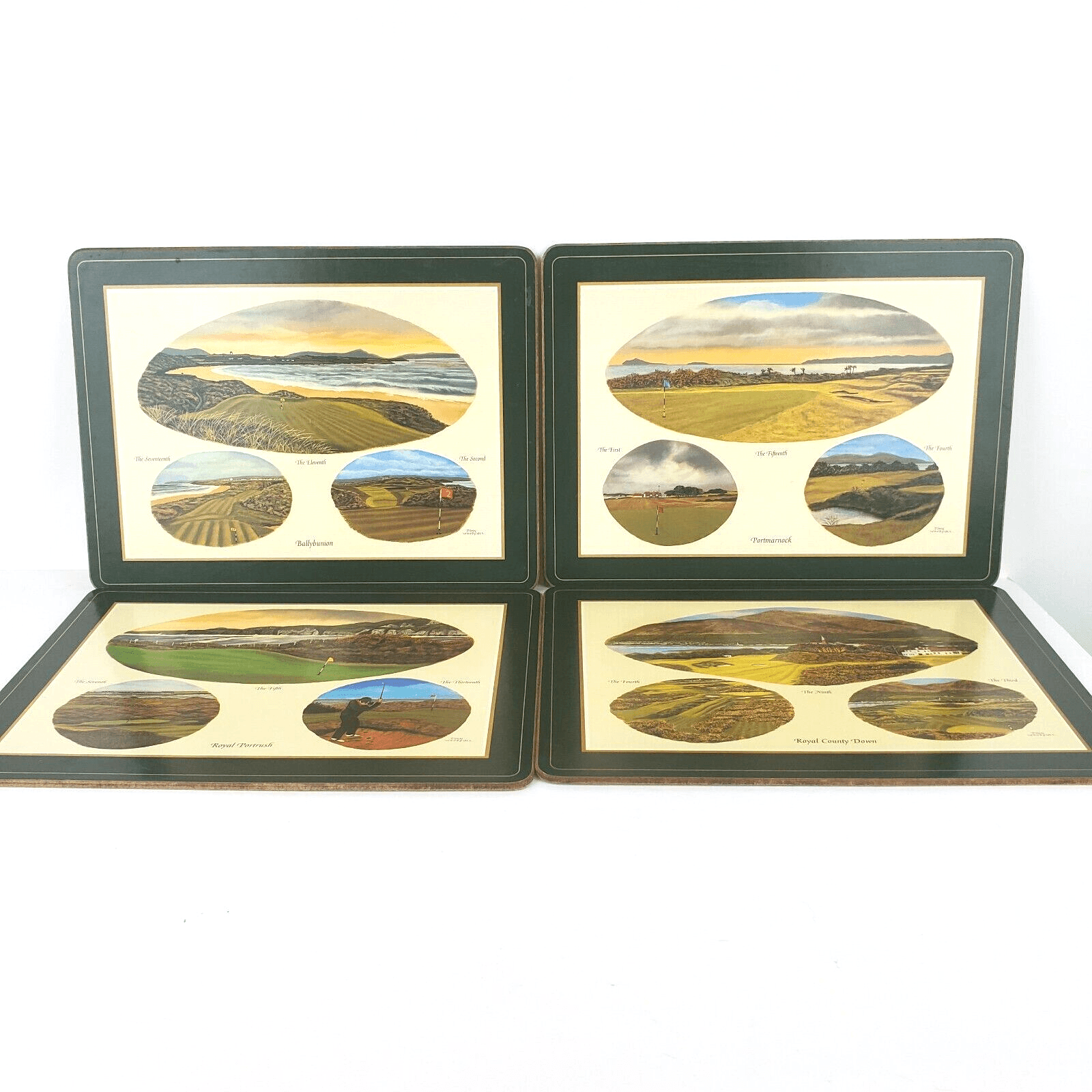 Pimpernel Cork Back Placemats Irish Golf Courses Set of 4 12x9 Inch Luncheon