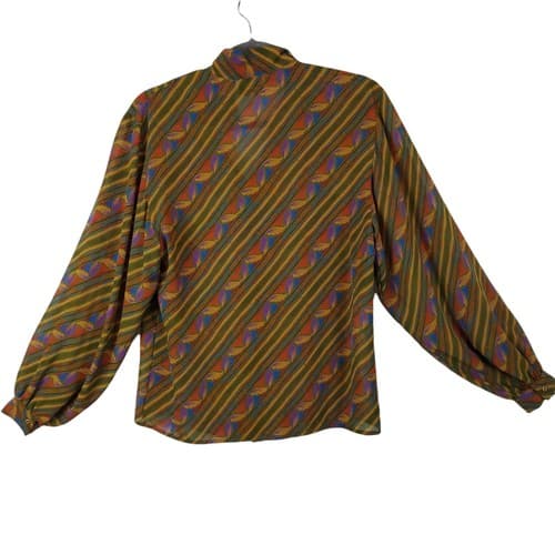 Vintage Oscar De La Renta Sport Art Deco Button Down Shirt Top Blouse Size 6 - Thumbnail 2