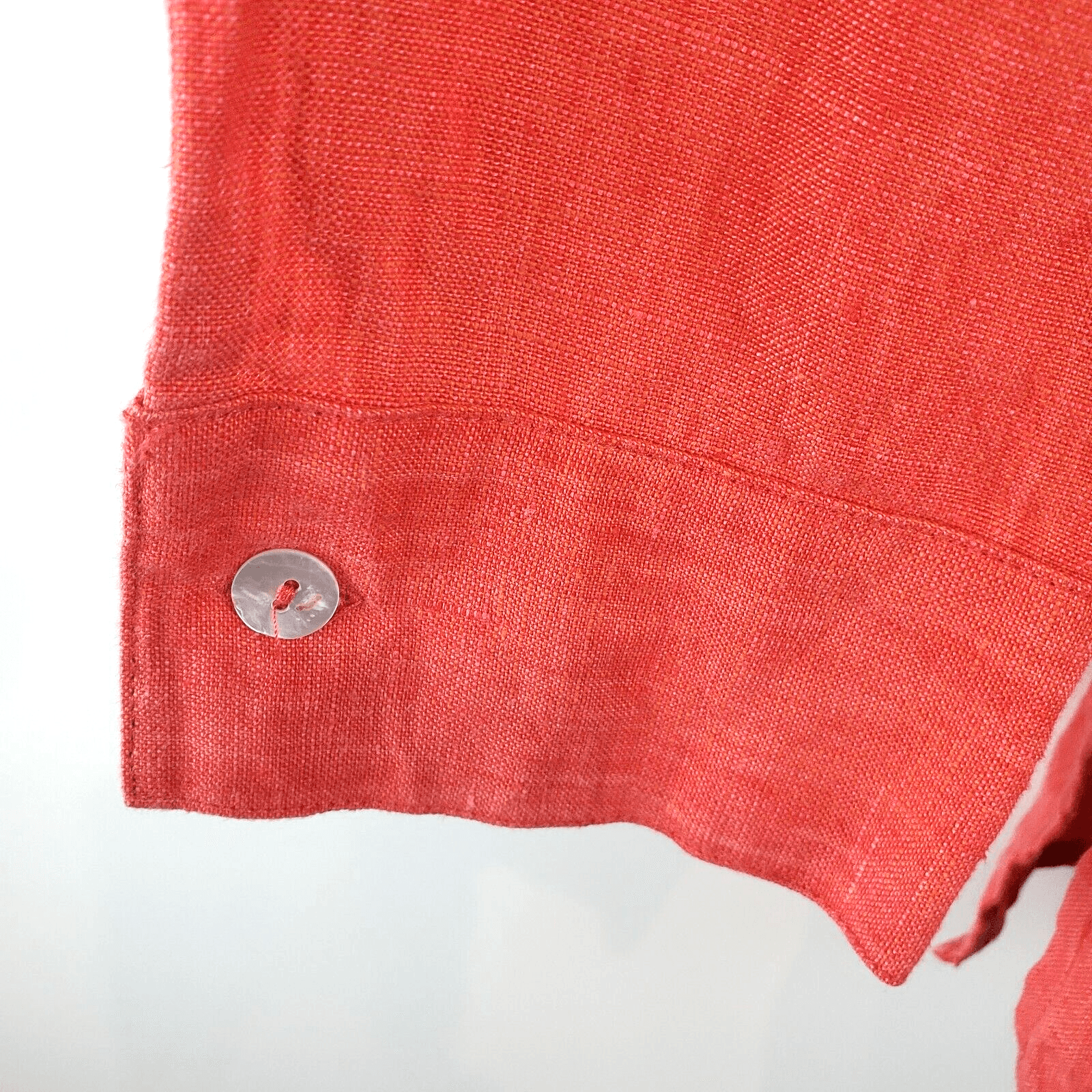 Richard Malcolm Women Irish Linen Blouse Button Long Sleeve Sz M Slit Pocket Top - Thumbnail 6