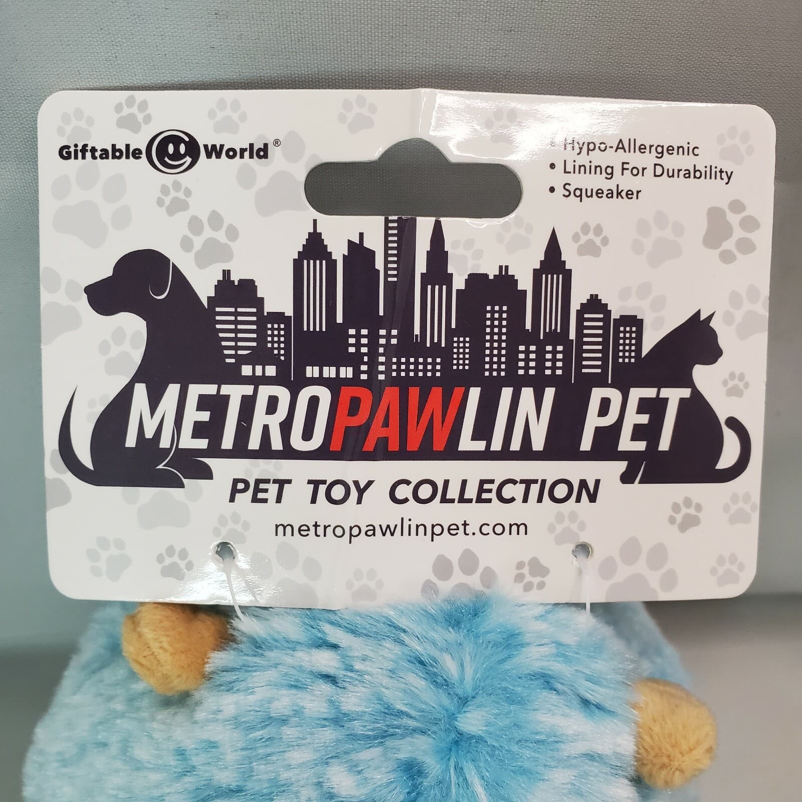 MetroPAWlin Pet Blue Hedgehog with Squeaker Puppy Dog Interactive Plush Toy - Thumbnail 3