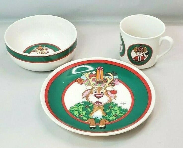 Celebrations by Silvestri Audrey Heffner Childs Plate, Cup & Bowl Christmas