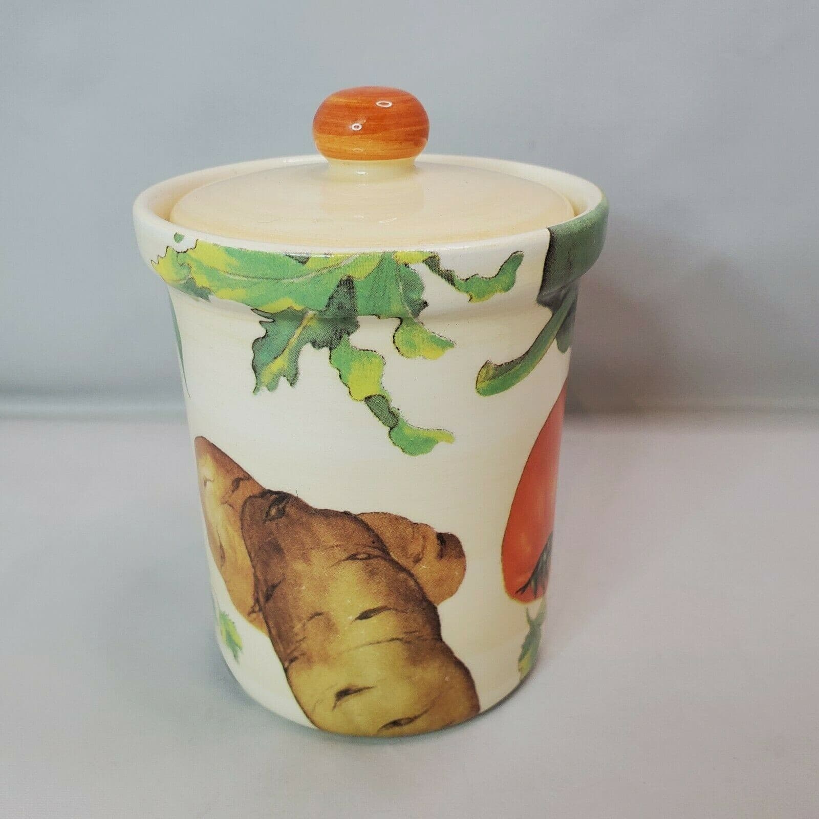 La Primula SRL Made in Italy Small Canister with Lid Colorful Vegetables 4 1/2" - Thumbnail 2