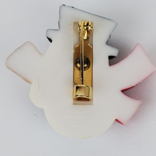 Vintage 1984 Hallmark Cards Plastic Snowman w/ Broom Christmas Brooch Pin - Thumbnail 2