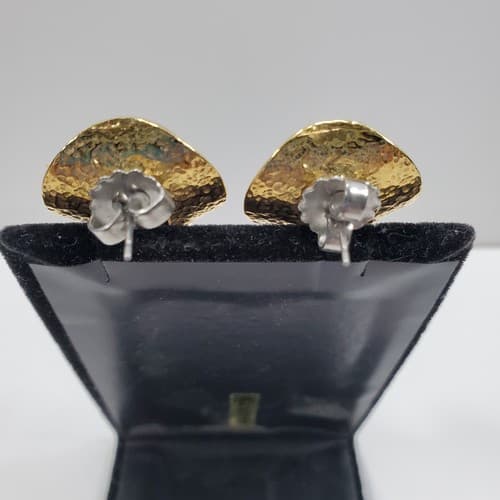 Vintage Lady Remington Baroque Statement Gold Tone Faux Pearl Pierced Earrings - Thumbnail 2