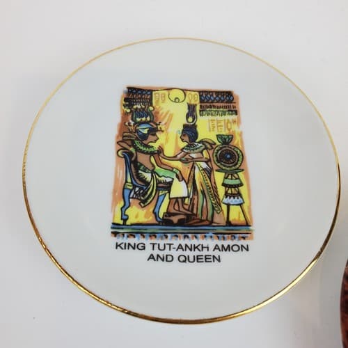 2 Decorative Mini Plates Made in Egypt by Sheeni Fine Porcelain Hieroglyphs Tut - Thumbnail 3