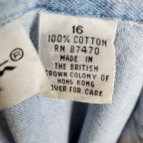 Halloween Peter Martin Women's Size 16 Light Wash Blue Denim Shirt Fall Holiday - Thumbnail 7