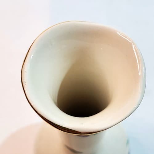 Vintage Lord Nelson Pottery Small Bud Vase 3710 Purple Violet Floral 5.25" High - Thumbnail 3