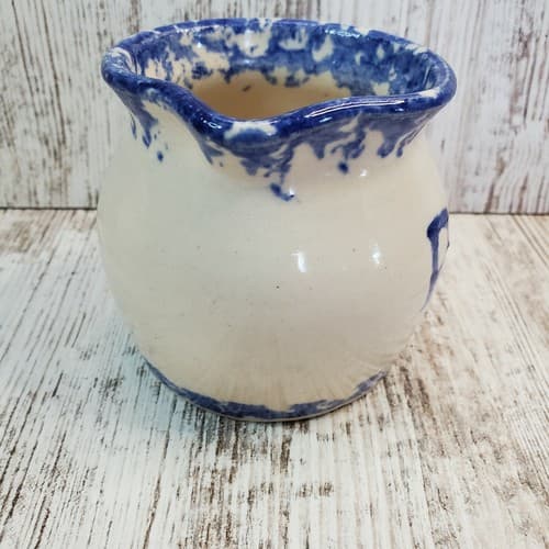 Buttermilk Acres Stoneware Blue Spongeware Creamer Heart and RI Graphic - Thumbnail 2