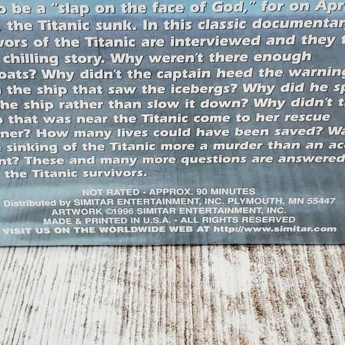 THE TITANIC Documentary - Two VHS Tape Set - New and Sealed - 1996 Simitar - Thumbnail 3
