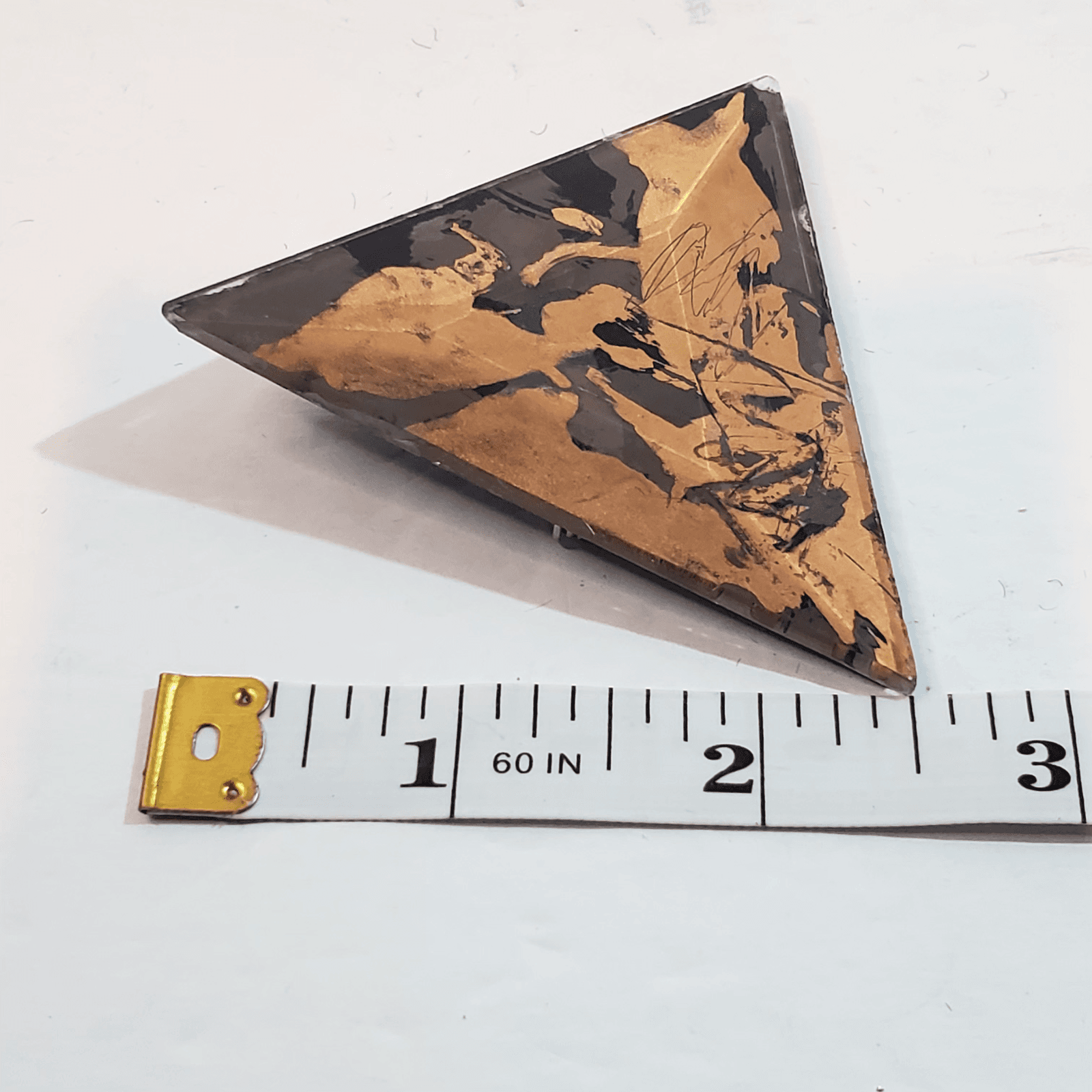 Vtg Dina Varano Art Deco Modernist Glass Prism Reverse Painted Black Gold Brooch - Thumbnail 6