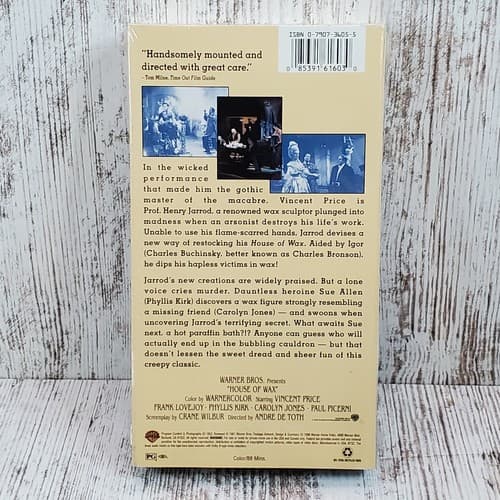 House of Wax VHS Tape Vincent Price André de Toth HORROR Spooky New Sealed - Thumbnail 2