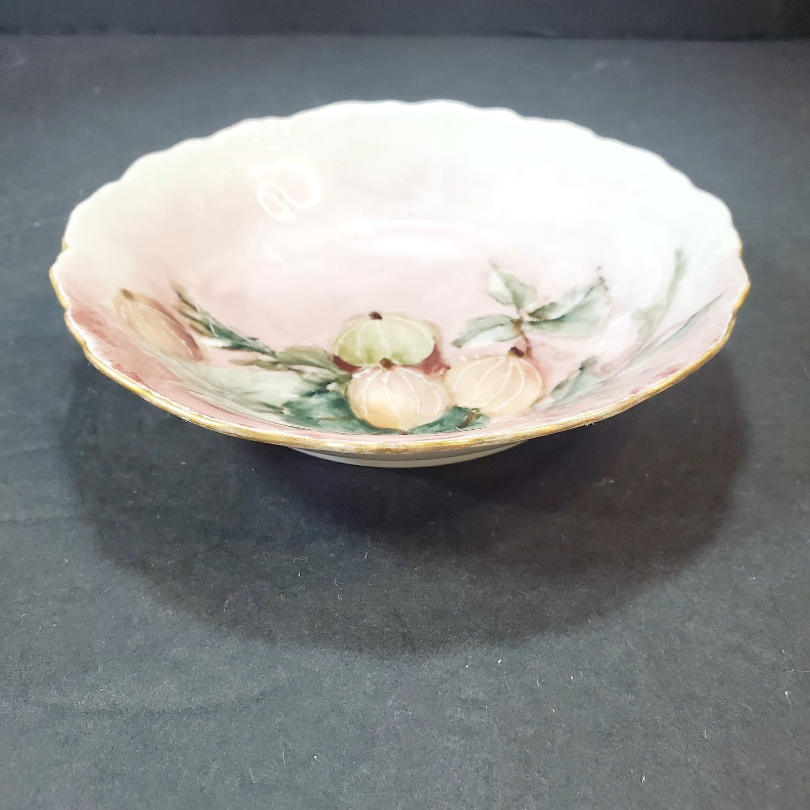 Vintage O & EG Royal Austria Hand Painted Fruit Leaves Berry Bowl Trinket Dish - Thumbnail 2