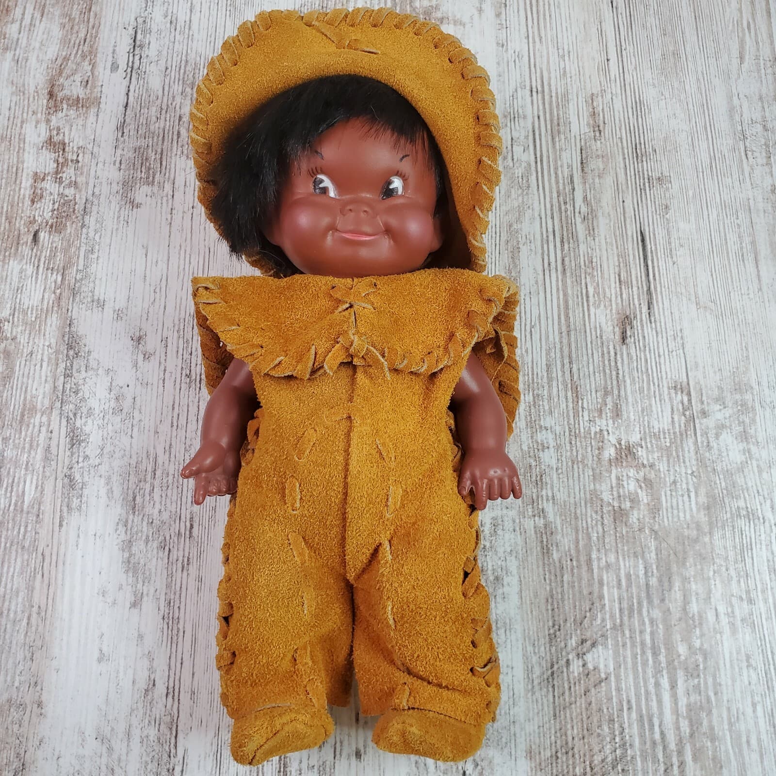 Vtg 1960s REGAL Canadian Native Doll Real Leather Suede Outfit Made in Canada